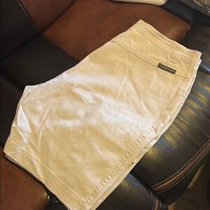 Cream Flat Front Casual Shorts